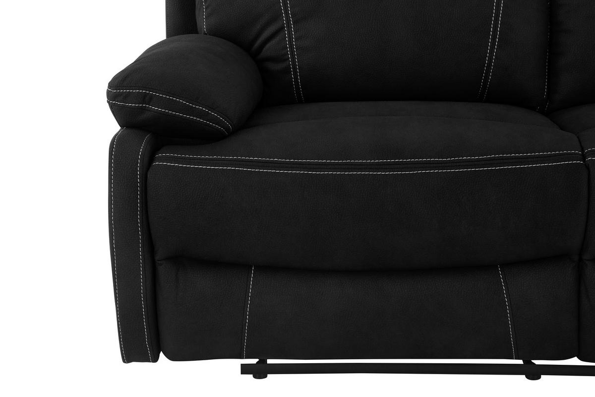 SITZGARNITUR Mikrofaser Schwarz  - Schwarz, KONVENTIONELL, Textil/Metall - Livetastic