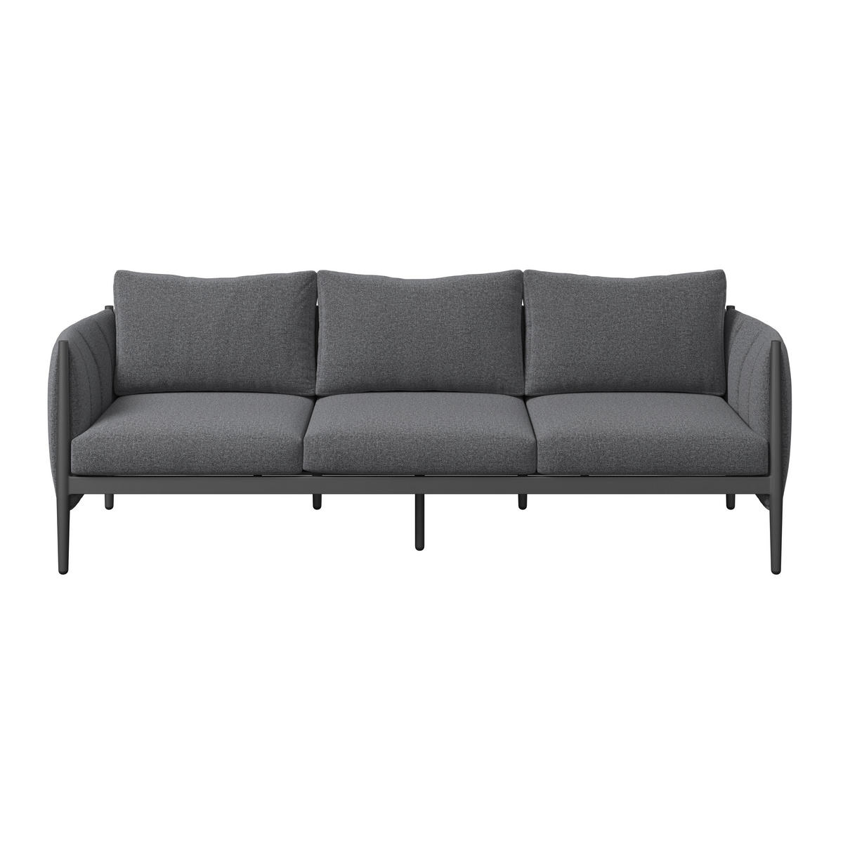 LOUNGEGARNITUR Aluminium  - Dunkelgrau/Grau, MODERN, Textil/Metall (393/69/174cm) - Ambia Garden