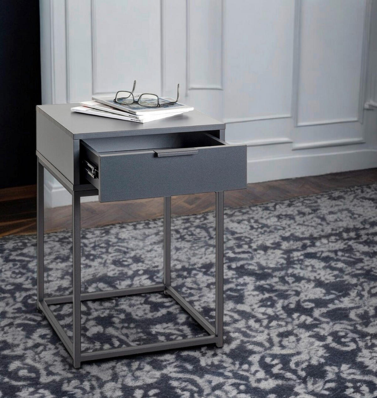 NACHTSCHRANK 40/60/40 cm  - Anthrazit, MODERN, Holzwerkstoff/Metall (40/60/40cm)