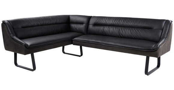 ECKBANK 178/237 cm in Anthrazit - Anthrazit/Schwarz, Design, Leder/Textil (178/237cm) - Novel