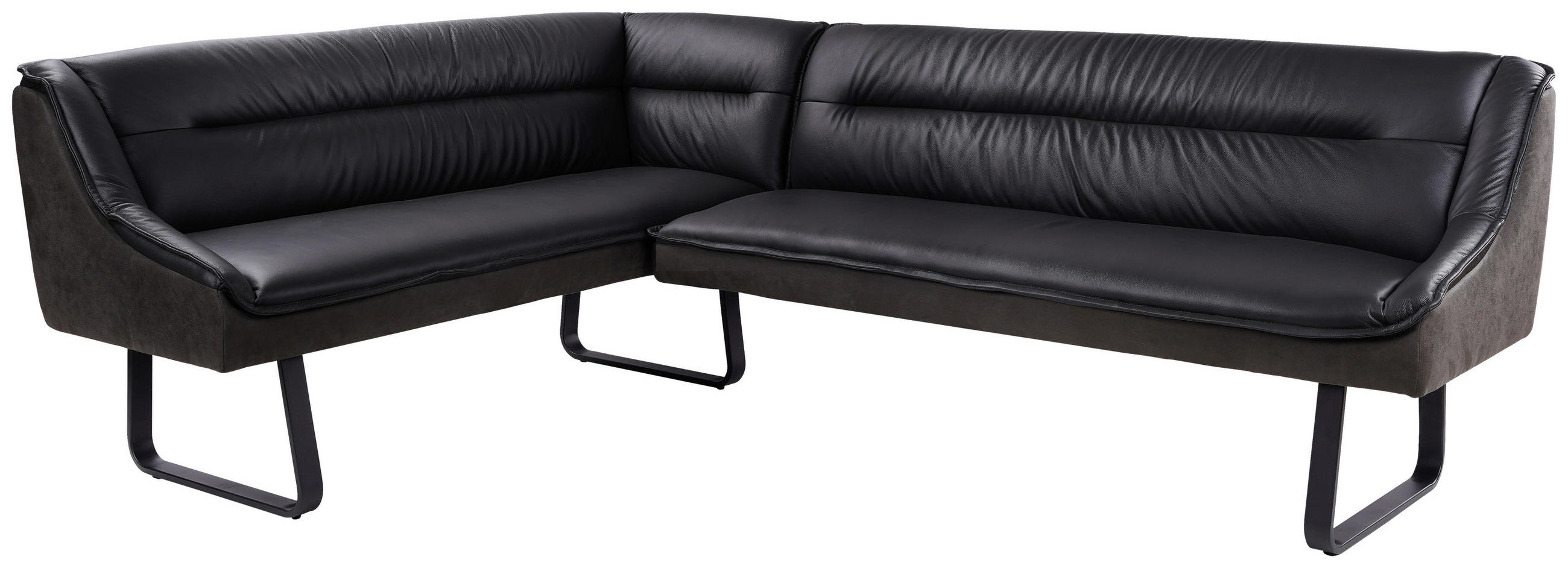 ECKBANK 178/237 cm  in Anthrazit  - Anthrazit/Schwarz, Design, Leder/Textil (178/237cm) - Novel
