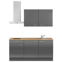 KÜCHENLEERBLOCK 180 cm   in Eichefarben, Schieferfarben  - Schieferfarben/Edelstahlfarben, MODERN, Holzwerkstoff/Metall (180cm) - Nobilia