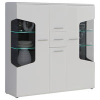 HIGHBOARD  in 155/150/41 cm  - Eichefarben/Weiß Hochglanz, Design, Glas/Holz (155/150/41cm) - Hom`in