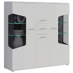 HIGHBOARD  in 155/150/41 cm  - Eichefarben/Weiß Hochglanz, Design, Glas/Holz (155/150/41cm) - Hom`in