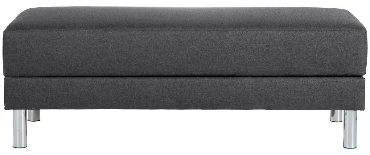 ECKSCHLAFSOFA inkl. Hocker in Graphitfarben Textil   - Chromfarben/Graphitfarben, Konventionell, Textil/Metall (152/230cm) - Max Winzer