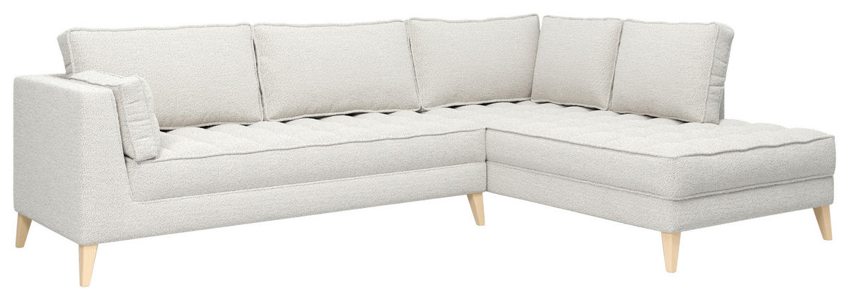 ECKSOFA Weiß Bouclé  - Naturfarben/Weiß, Design, Holzwerkstoff/Textil (310/204cm) - MID.YOU