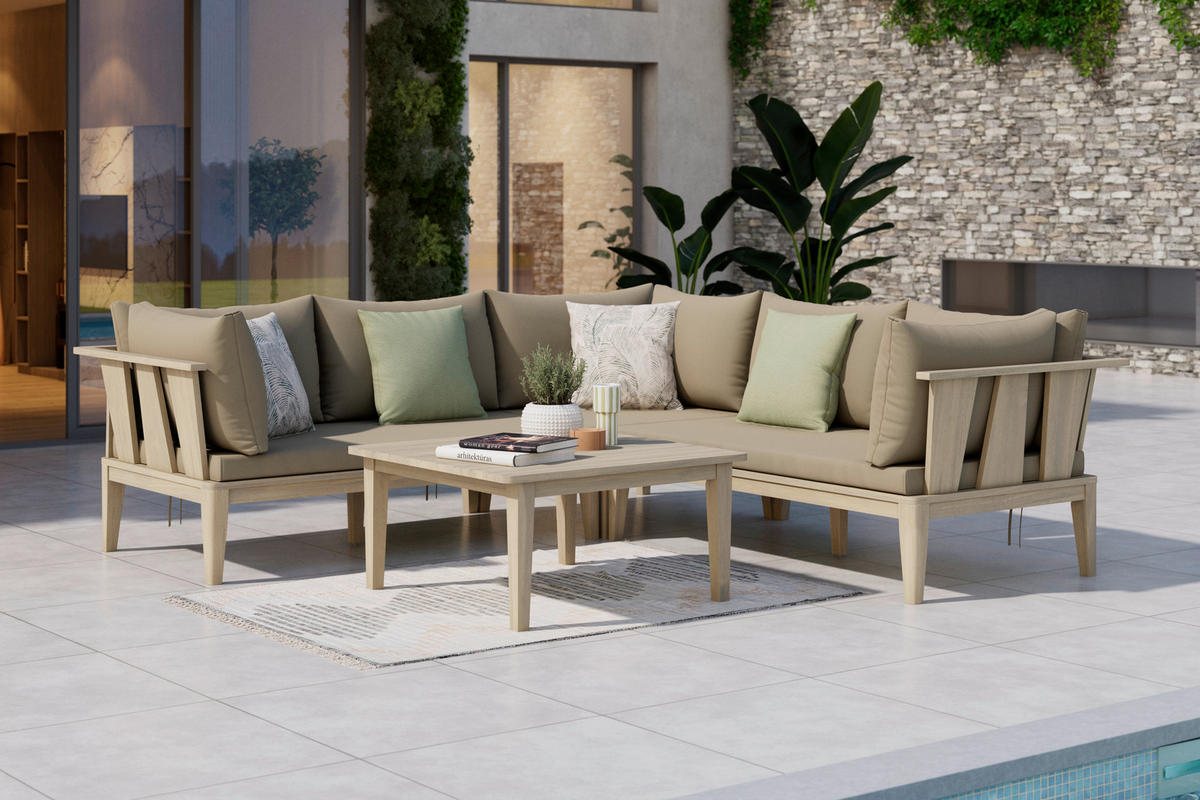 LOUNGEGARNITUR   80/40/80 cm Akazie massiv  - Akaziefarben, Natur, Holz/Kunststoff (80/40/80cm) - Ambia Garden