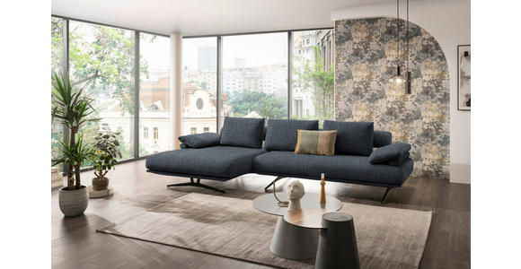 ECKSOFA in Chenille Dunkelblau 168/334 cm - Schwarz/Dunkelblau, Design, Textil/Metall (168/334cm) - Dieter Knoll