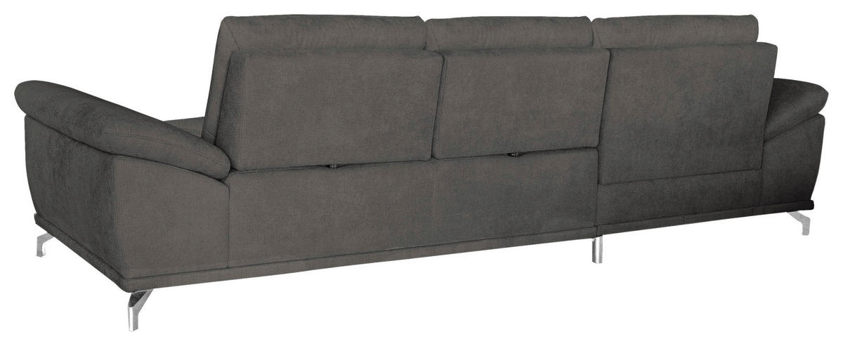 ECKSOFA Grau Flachgewebe  - Silberfarben/Grau, KONVENTIONELL, Textil/Metall (176/301cm) - Sit & More