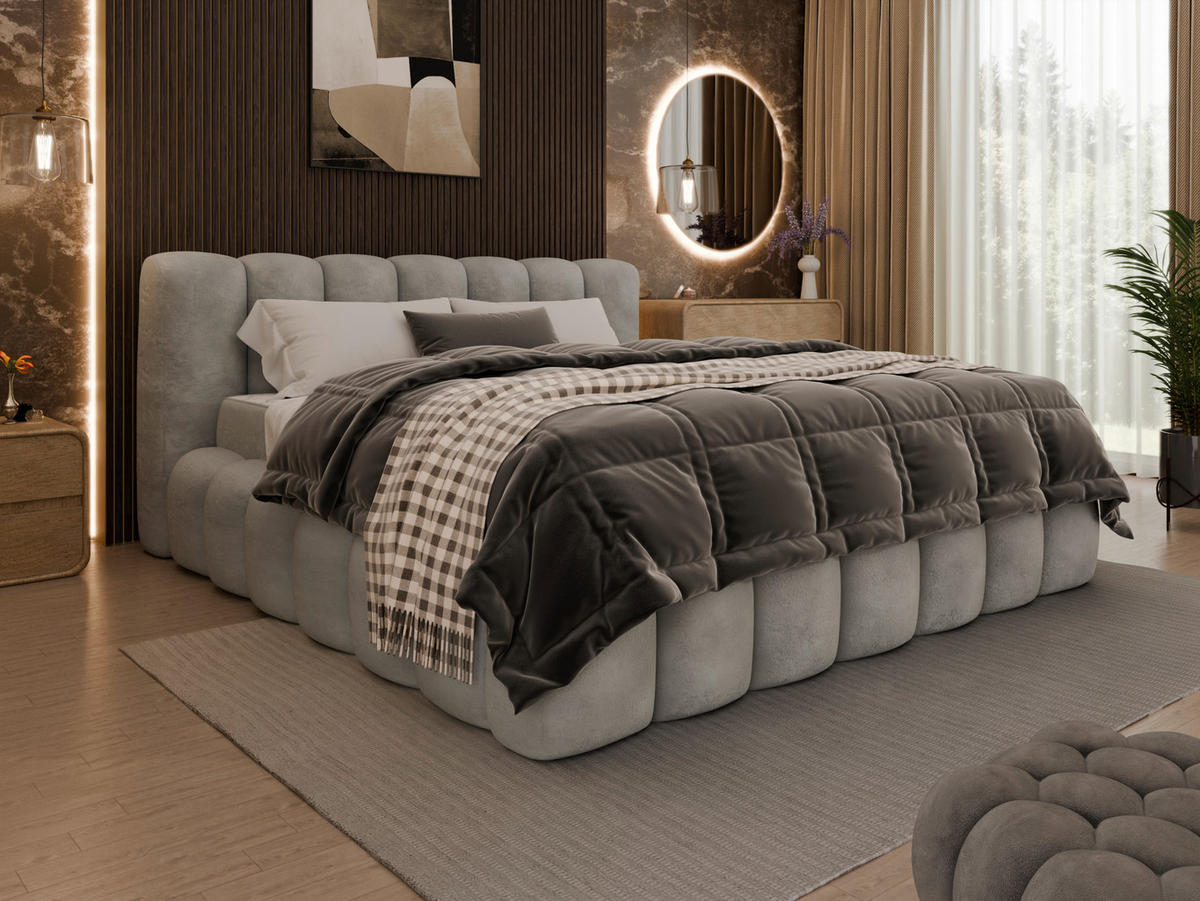 POLSTERBETT 180/200 cm  in Grau  - Schwarz/Grau, Trend, Kunststoff/Textil (180/200cm) - Esposa