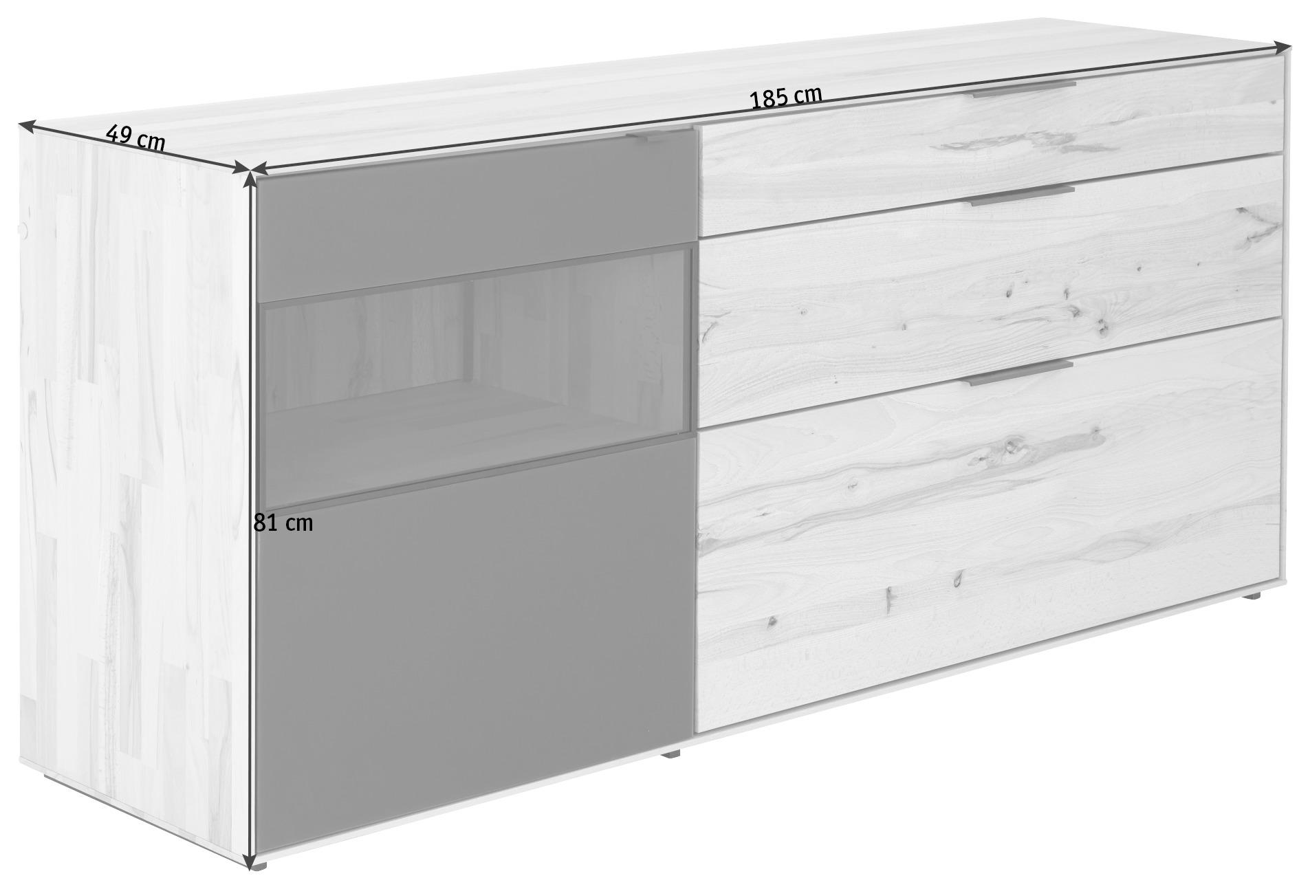 SIDEBOARD LINA  in 185/81/49 cm  - Anthrazit/Buchefarben, Design, Glas/Holz (185/81/49cm) - Valnatura