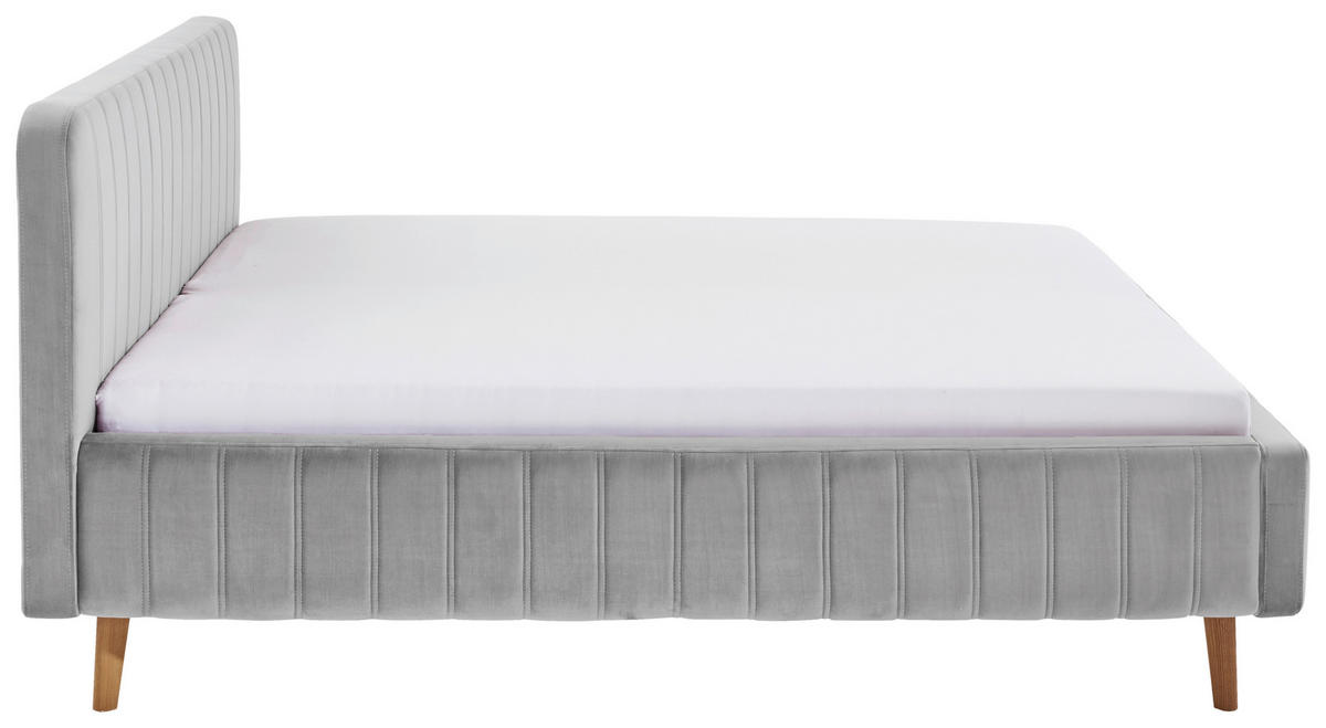 POLSTERBETT 180/200 cm,  in Grau,  - Eichefarben/Grau, MODERN, Holz/Textil (180/200cm) - Xora