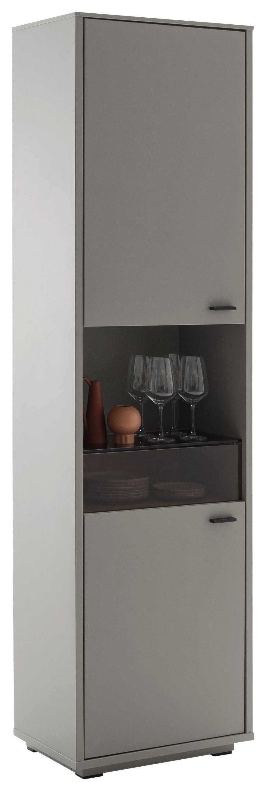 VITRINA 55/200/37 cm   - siva/boje hrasta, Design, staklo/drvni materijal (55/200/37cm) - Stylife