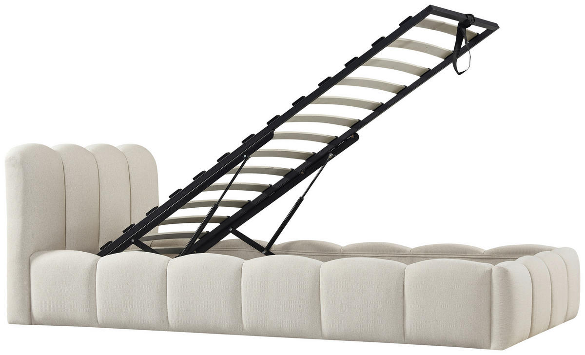 POLSTERBETT 90/200 cm  Creme  - Creme/Schwarz, Modern, Holz/Kunststoff (90/200cm) - Livetastic
