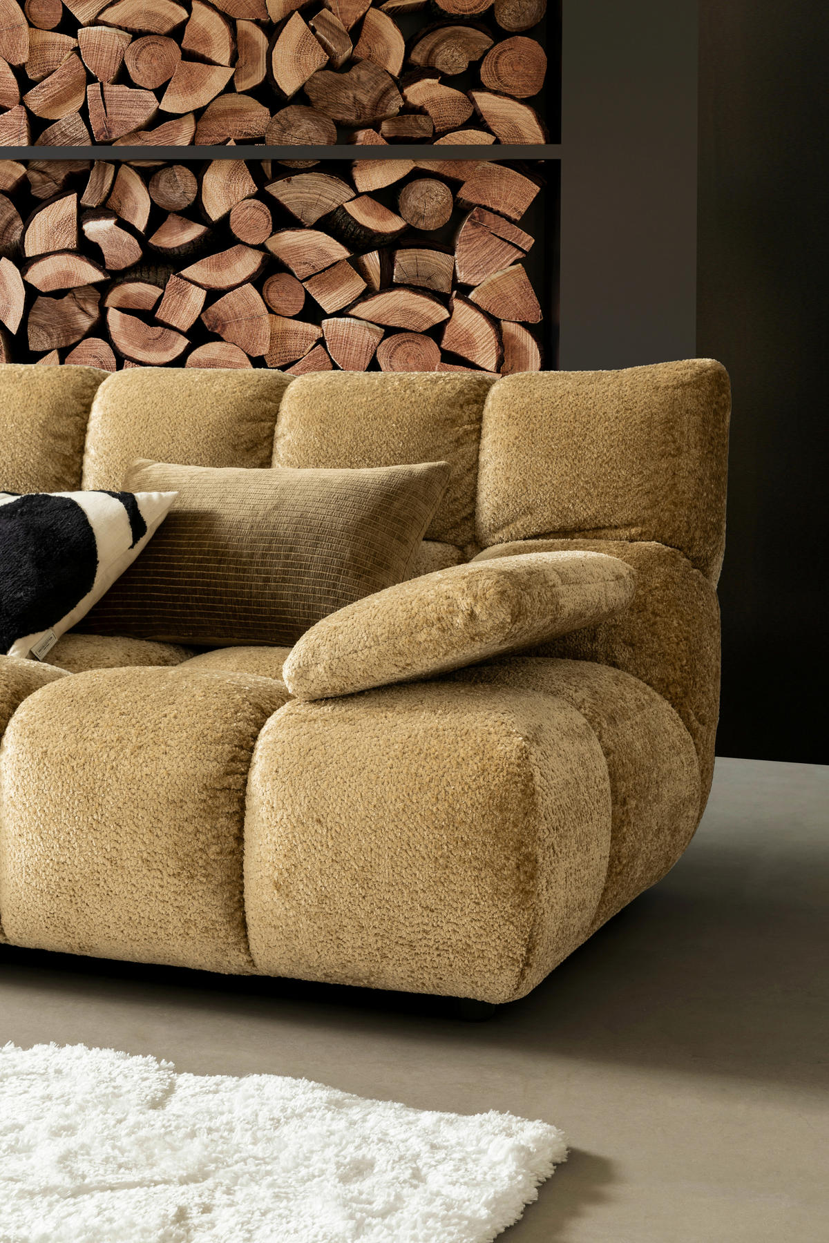 ECKSOFA Goldfarben Chenille  - Goldfarben/Schwarz, MODERN, Kunststoff/Textil (288/395cm) - Pure Home Lifestyle