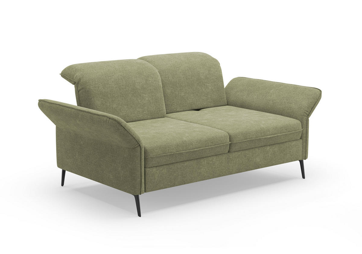3-SITZER-SOFA in Flachgewebe Hellgrün  - Schwarz/Hellgrün, Konventionell, Textil/Metall (199/92/123cm) - Sit & More