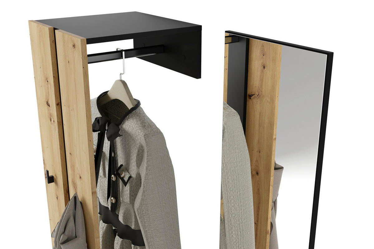 GARDEROBE  in 100/186/40 cm  - Schwarz/Eiche Artisan, Design, Holzwerkstoff (100/186/40cm) - MID.YOU