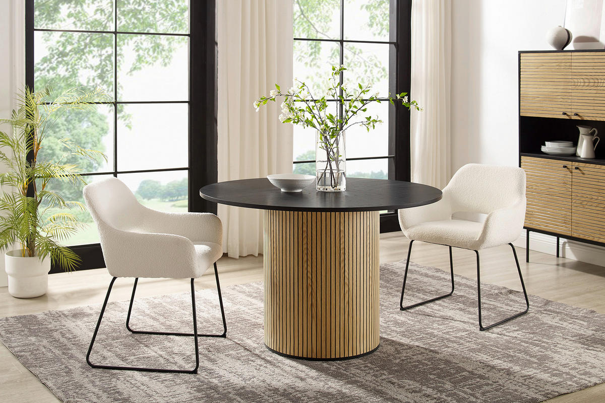 ESSTISCH in Holz, Metall, Holzwerkstoff 120/120/75 cm  - Schwarz/Naturfarben, MODERN, Holz/Holzwerkstoff (120/120/75cm) - Livetastic