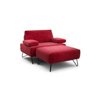 SESSELSET Samt Armteilverstellung    - Rot/Schwarz, Design, Textil/Metall (114-142/85/86-94cm) - SENSOO