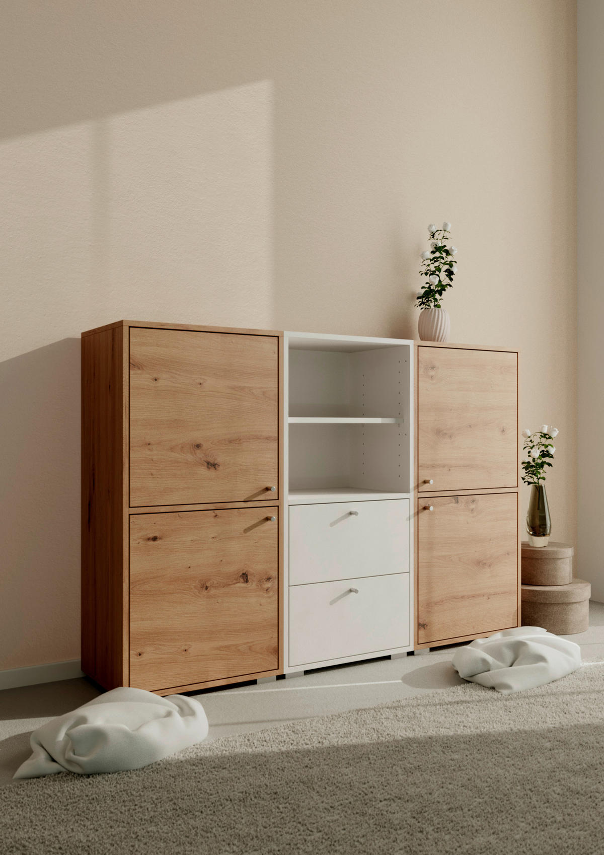 REGAL  46/96,5/33,5 cm Eiche Artisan  - Alufarben/Eiche Artisan, Design, Holzwerkstoff/Kunststoff (46/96,5/33,5cm) - MID.YOU