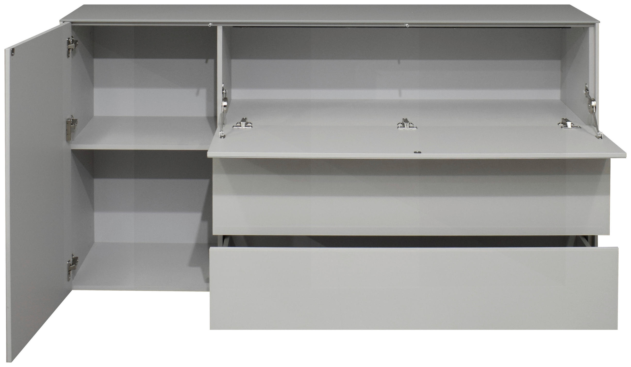 SIDEBOARD 169/89/42 cm  in Hellgrau  - Hellgrau/Schwarz, Design, Glas/Holzwerkstoff (169/89/42cm) - Novel