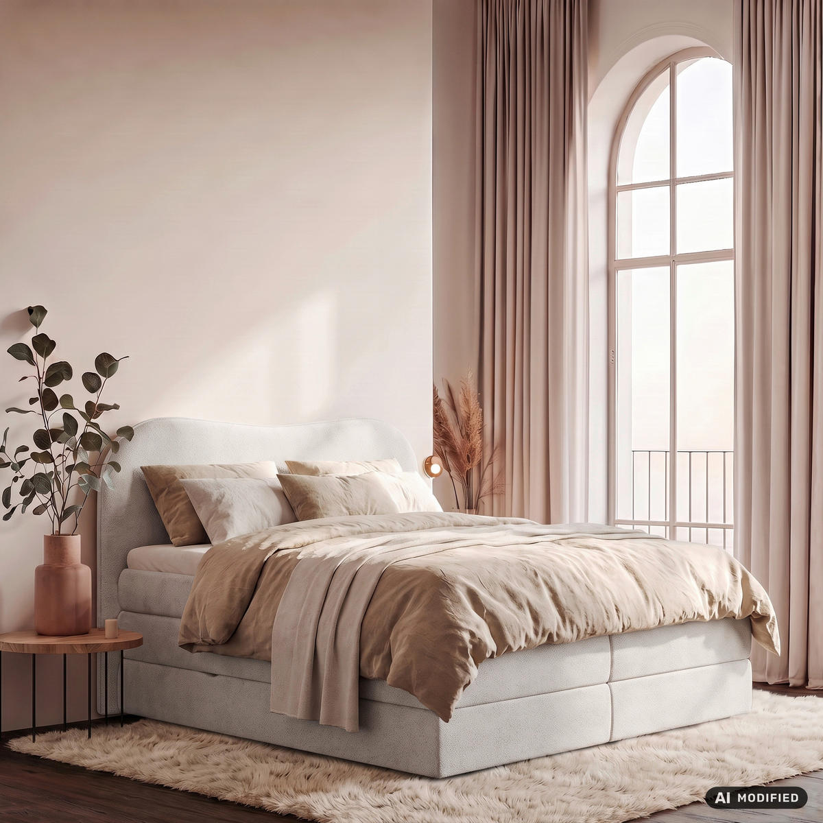 BOXSPRINGBETT 180/200 cm,  in Beige, gepolstertes Kopfteil, Bettkasten, Topper, Matratzen, H3 + H3 = fest  - Beige/Schwarz, Design, Holz/Holzwerkstoff (180/200cm) - Chameo