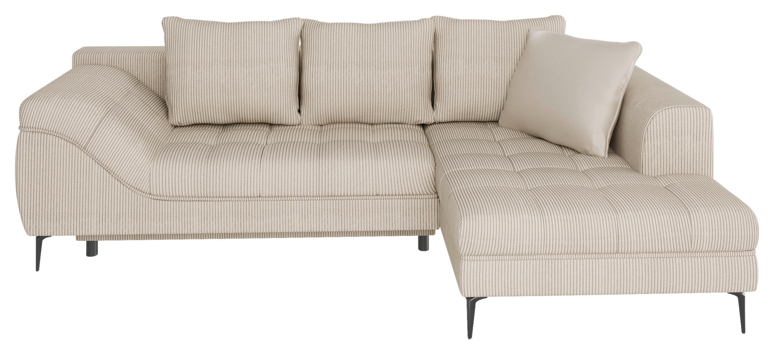 ECKSOFA in Cord Creme  - Creme/Schwarz, Design, Textil (276/177cm) - MID.YOU