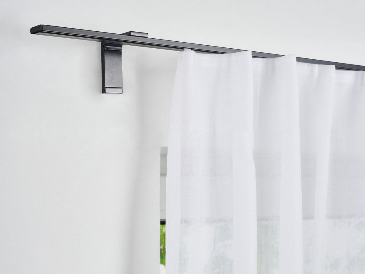 VORHANGSCHIENE - Schwarz, Basics, Metall (250cm) - Homeware
