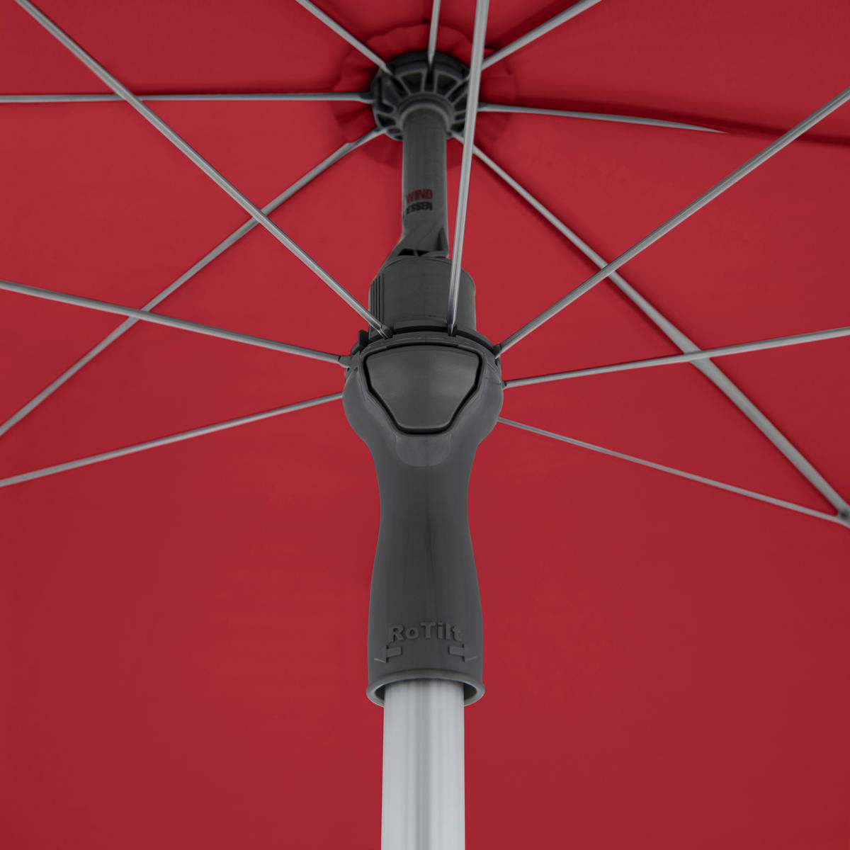 SONNENSCHIRM 200 cm Rot  - Silberfarben/Rot, KONVENTIONELL, Textil/Metall (200/200cm) - Doppler
