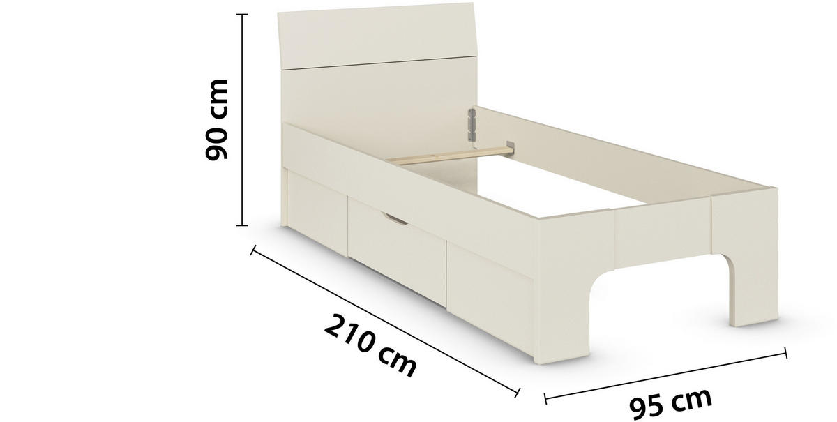 BETT 90/200 cm  in Champagner  - Champagner, Basics (90/200cm) - Boxxx