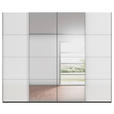 SCHWEBETÜRENSCHRANK 271/235/68 cm 4-türig Graphitfarben, Weiß  - Chromfarben/Graphitfarben, Design, Glas/Holzwerkstoff (271/235/68cm) - Novel
