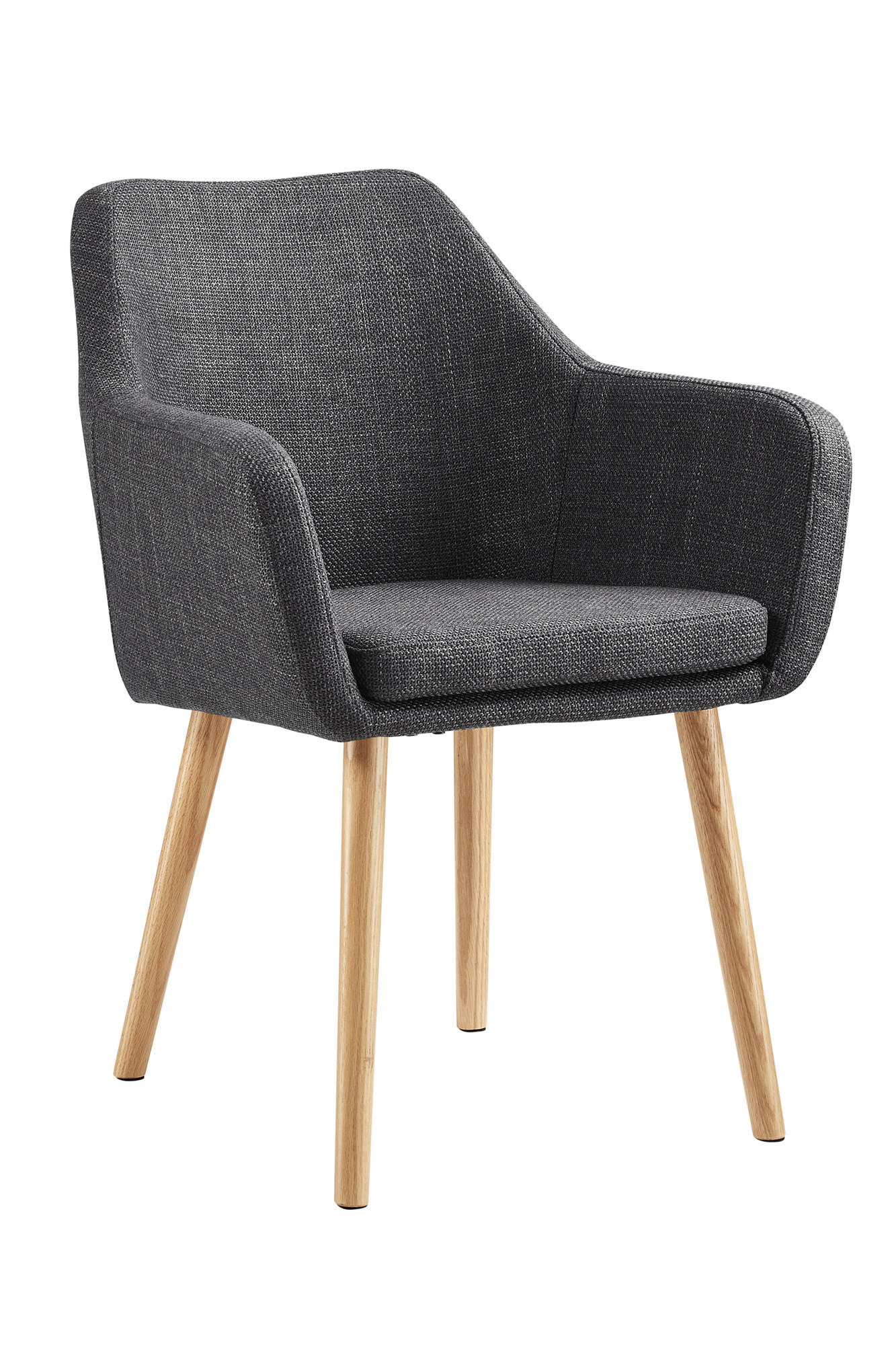 ARMLEHNSTUHL  in Struktur  - Dunkelgrau/Naturfarben, MODERN, Holz/Textil (62/84/60cm) - Livetastic