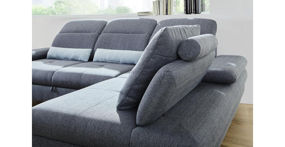 Wohnlandschaft inkl.Funktionen Grau, Hellblau Webstoff - Alufarben/Grau, KONVENTIONELL, Textil/Metall (286/216cm) - Cantus