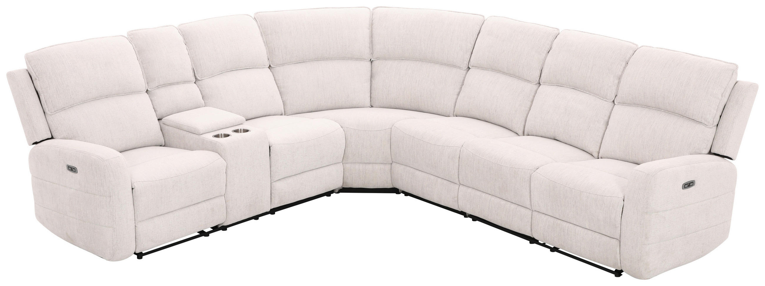 ECKSOFA  Weiß Leinenoptik  - Schwarz/Weiß, KONVENTIONELL, Holz/Kunststoff (240/102/265cm) - Livetastic