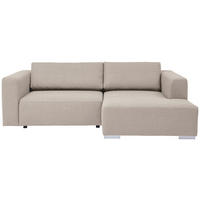 ECKSOFA Heaven Beige Flachgewebe  - Chromfarben/Beige, KONVENTIONELL, Textil/Metall (242/162cm) - Tom Tailor
