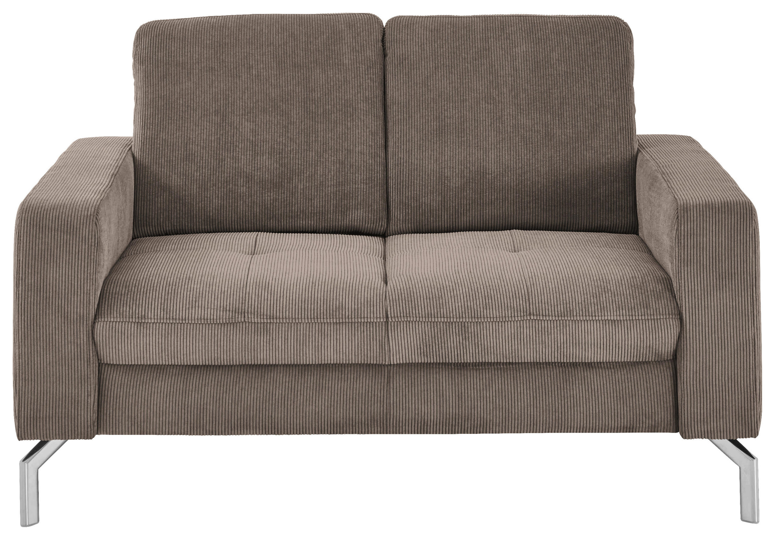 2-SITZER-SOFA  in Feincord Taupe  - Taupe/Chromfarben, Design, Textil/Metall (142/87/105cm) - Beldomo Style