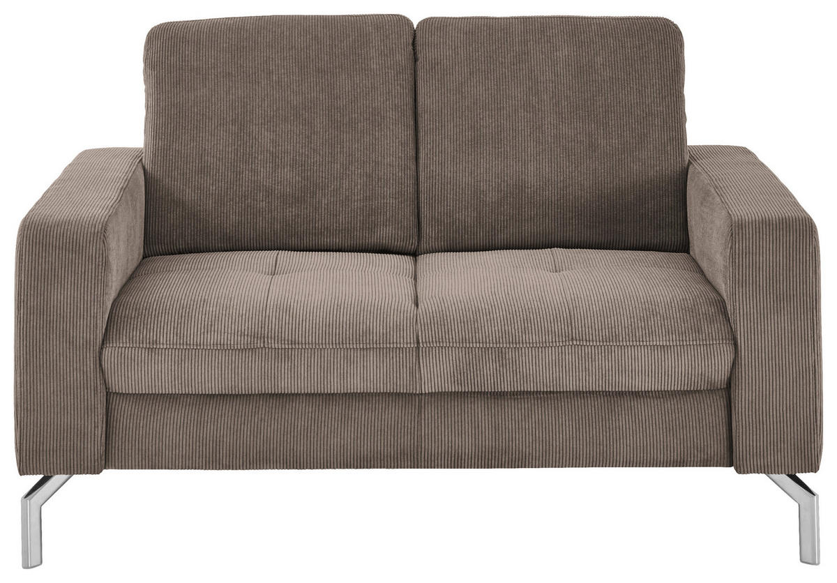 2-SITZER-SOFA  in Feincord Taupe  - Taupe/Chromfarben, Design, Textil/Metall (142/87/105cm) - Beldomo Style