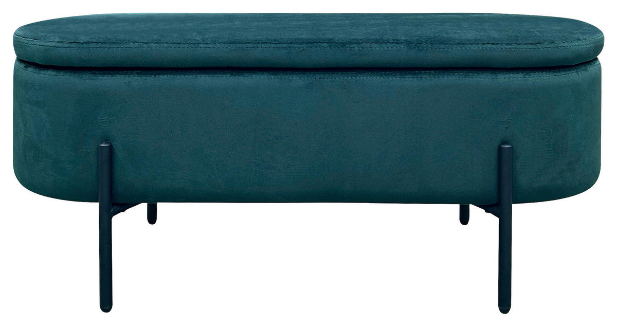 SITZBANK 95/42/38 cm Samt Schwarz, Dunkelgrün  - Dunkelgrün/Schwarz, Design, Textil/Metall (95/42/38cm) - MID.YOU