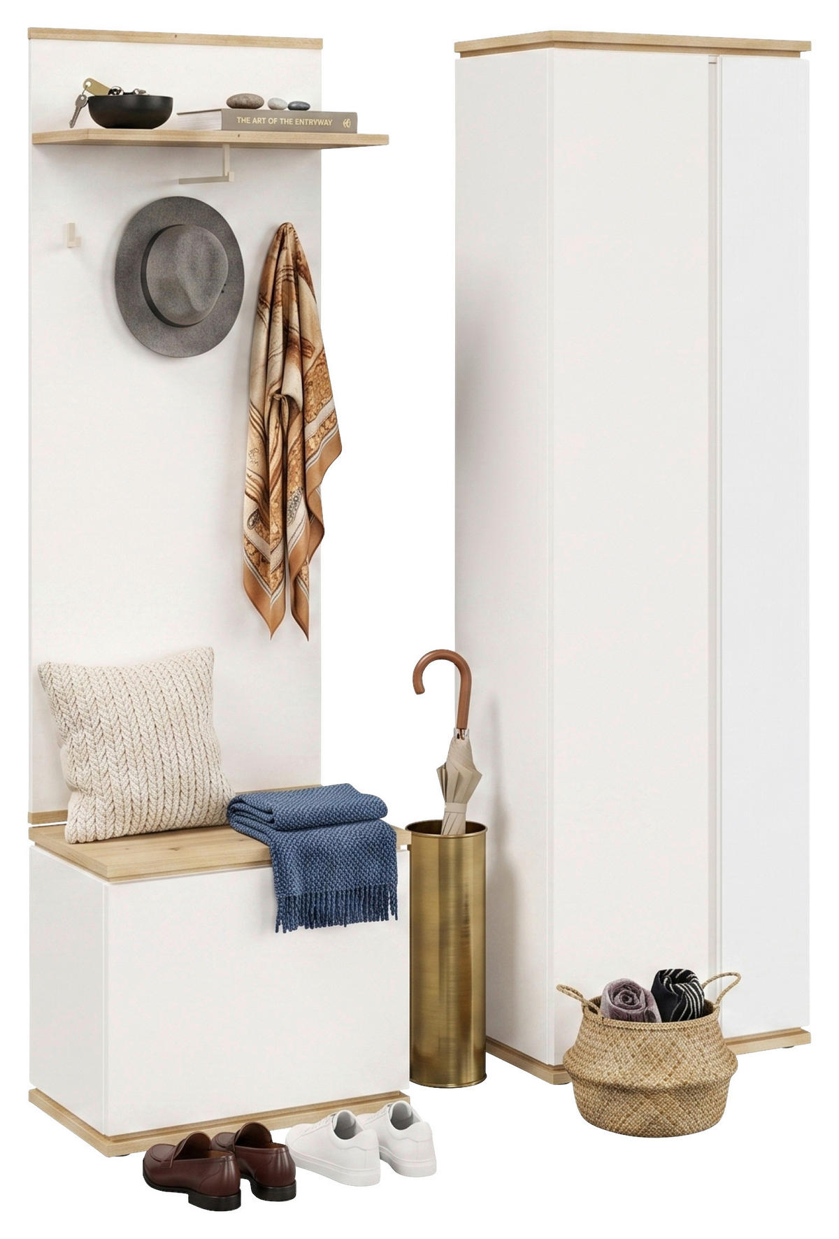 GARDEROBE 3-teilig  in 120/201/38 cm  - Weiß/Eiche Artisan, KONVENTIONELL, Holzwerkstoff (120/201/38cm) - Xora
