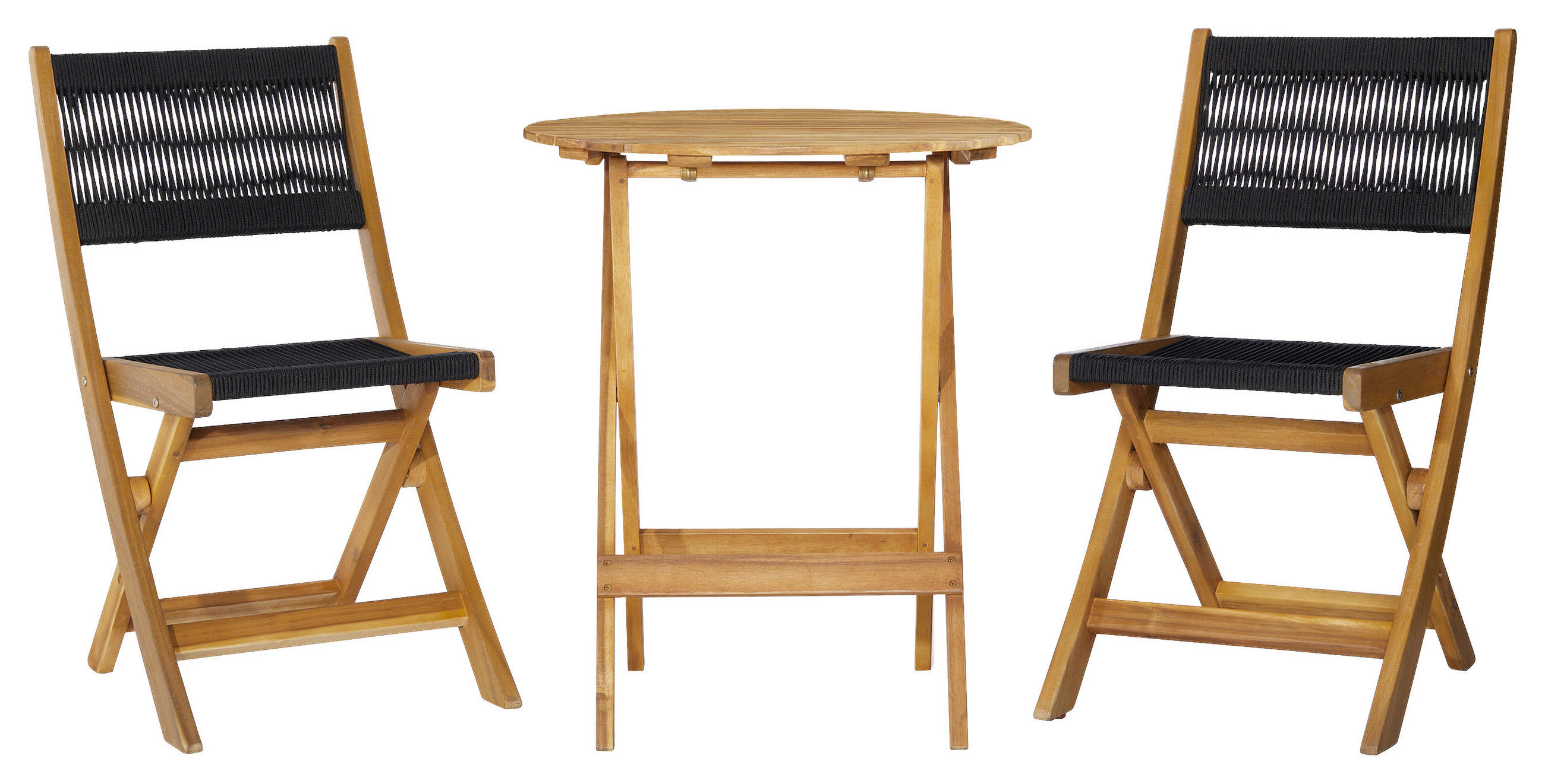 BALKONSET  - Schwarz/Akaziefarben, MODERN, Holz/Kunststoff - Ambia Garden