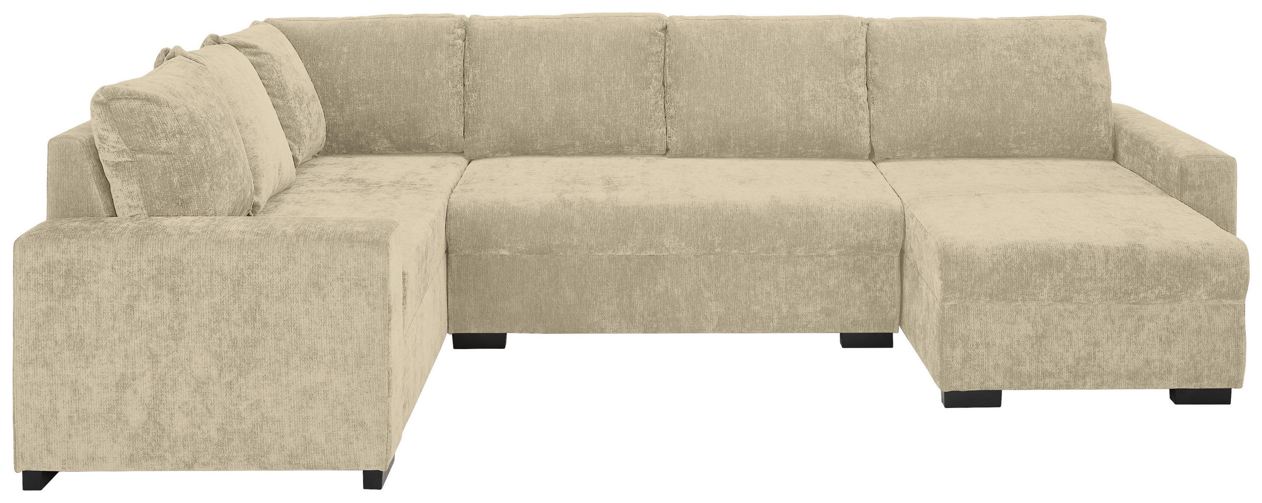 WOHNLANDSCHAFT Beige Chenille  - Beige/Schwarz, KONVENTIONELL, Kunststoff/Textil (183/311/140cm) - Ti'me