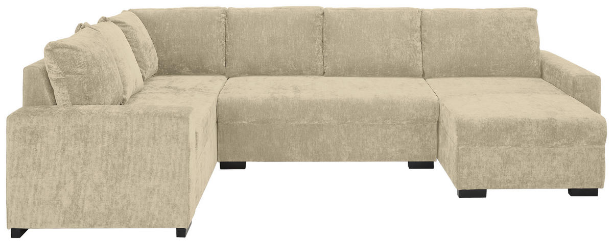 WOHNLANDSCHAFT Beige Chenille  - Beige/Schwarz, KONVENTIONELL, Kunststoff/Textil (183/311/140cm) - Ti'me