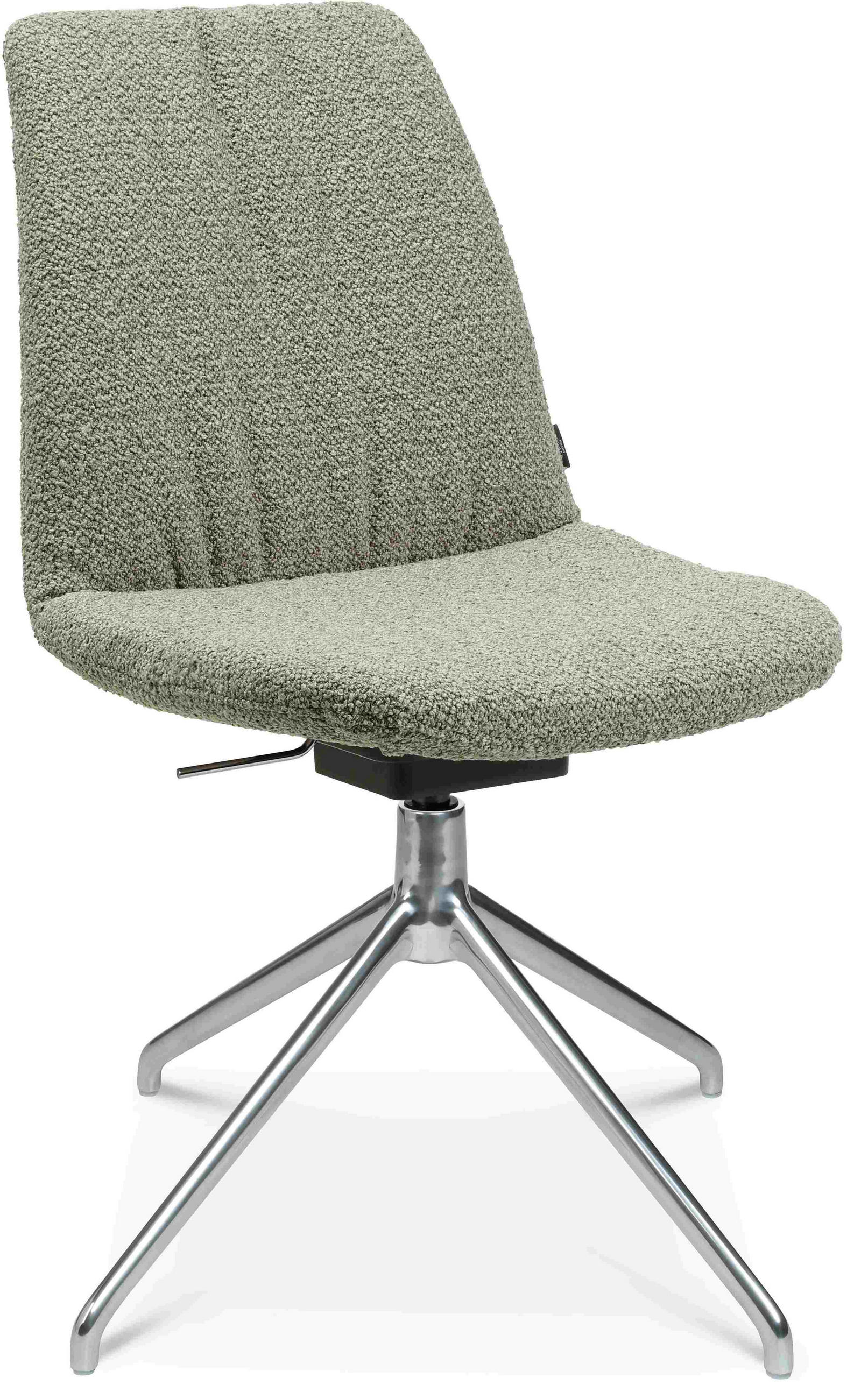 STUHL  in Aluminium Flachgewebe  - Alufarben/Graugrün, Design, Textil/Metall (46/81,5-84,5/55cm) - Johann Jakob