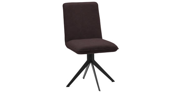 STUHL Lederlook Schwarz, Dunkelbraun - Dunkelbraun/Schwarz, Design, Textil/Metall (46,5/87/64cm) - Voleo