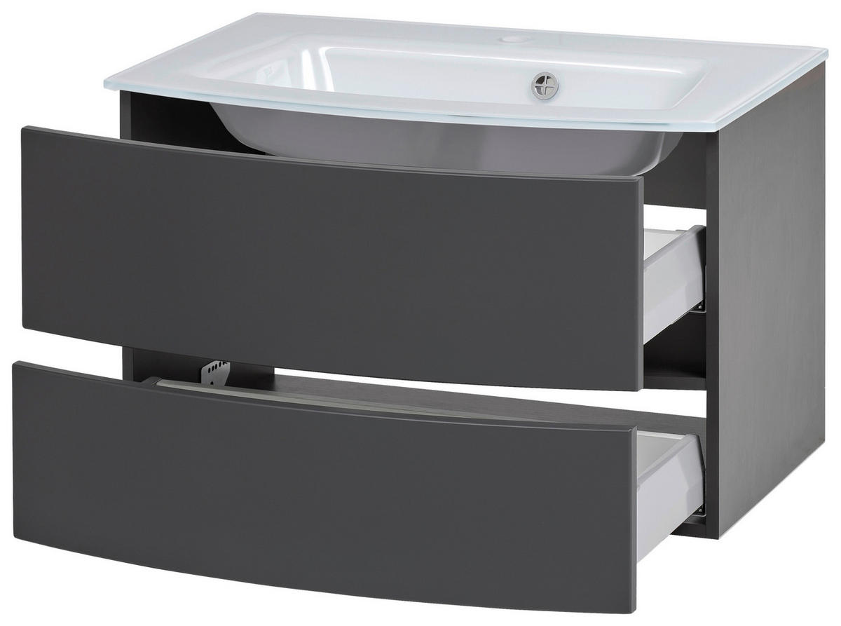 TVÄTTSTÄLL MED KOMMOD 80 cm  - vit/grafitfärgad, Klassisk, trämaterial/glas (80cm) - Held