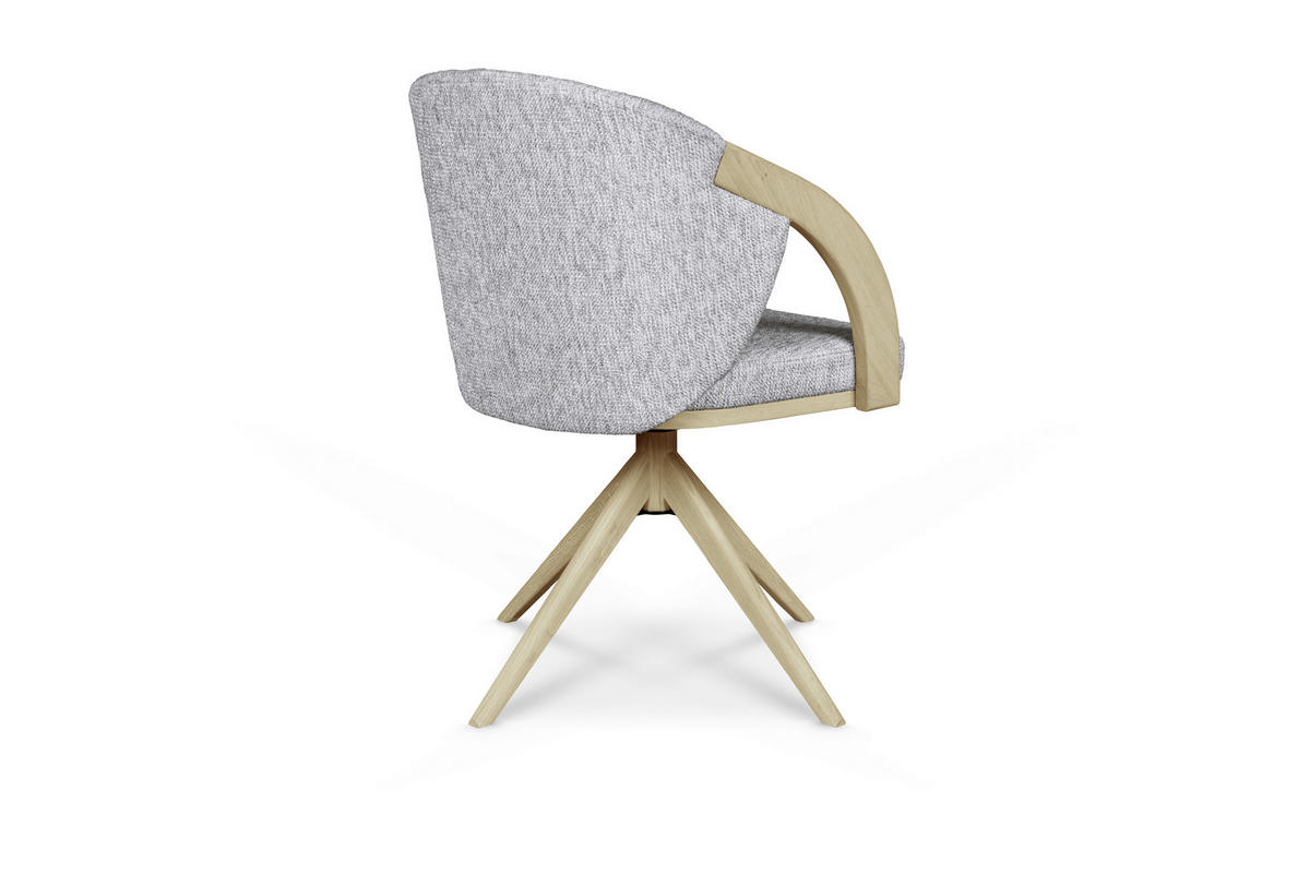 ARMLEHNSTUHL  Sitzfläche 360° drehbar Webstoff  Grau, Eichefarben  - Eichefarben/Grau, KONVENTIONELL, Holz/Textil (59/85/57cm) - Linea Natura