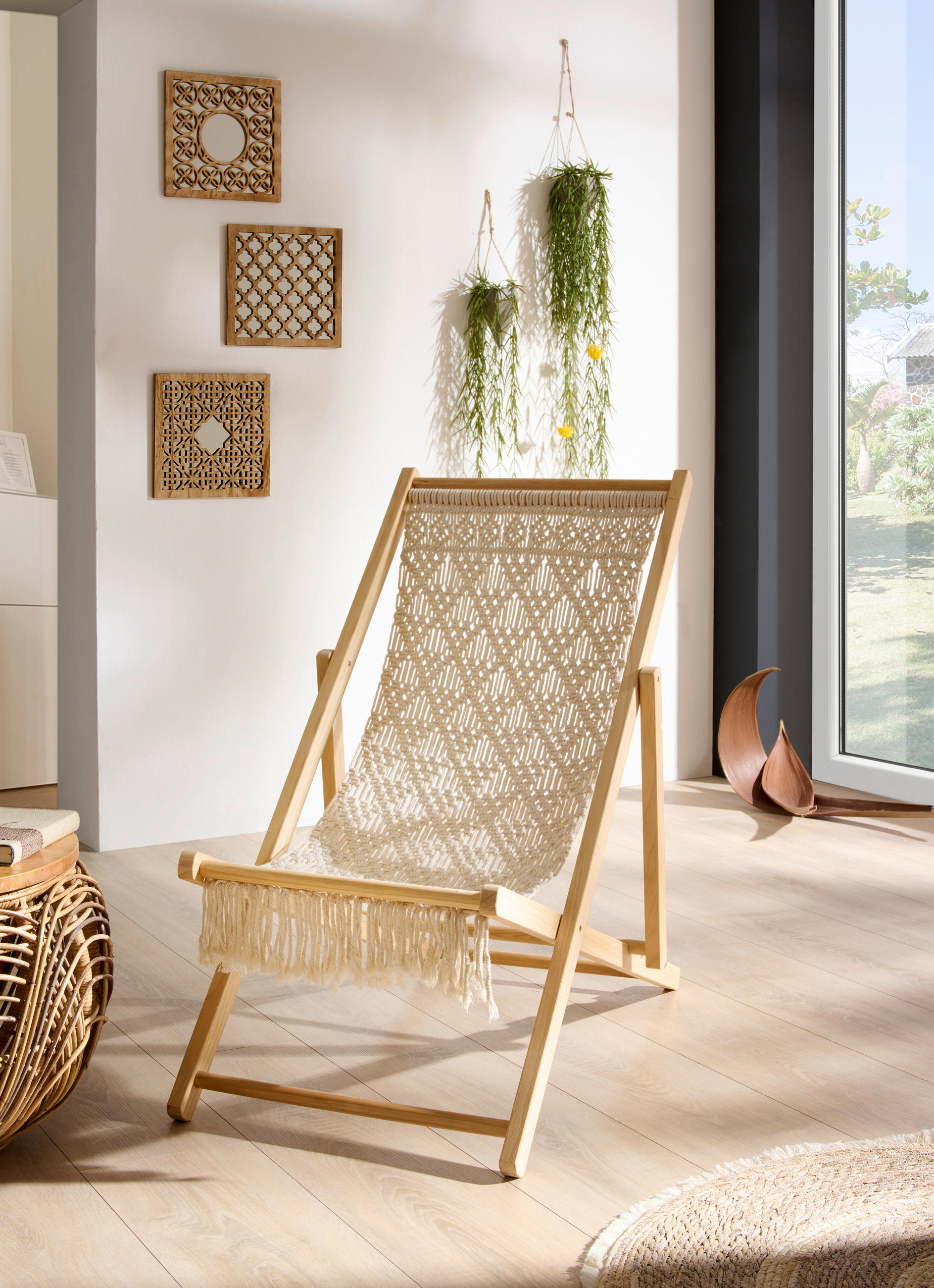 SCAUN DE PLAJĂ - bej/culoare natur, Natur, lemn (58,5/91/93cm) - Ambia Home