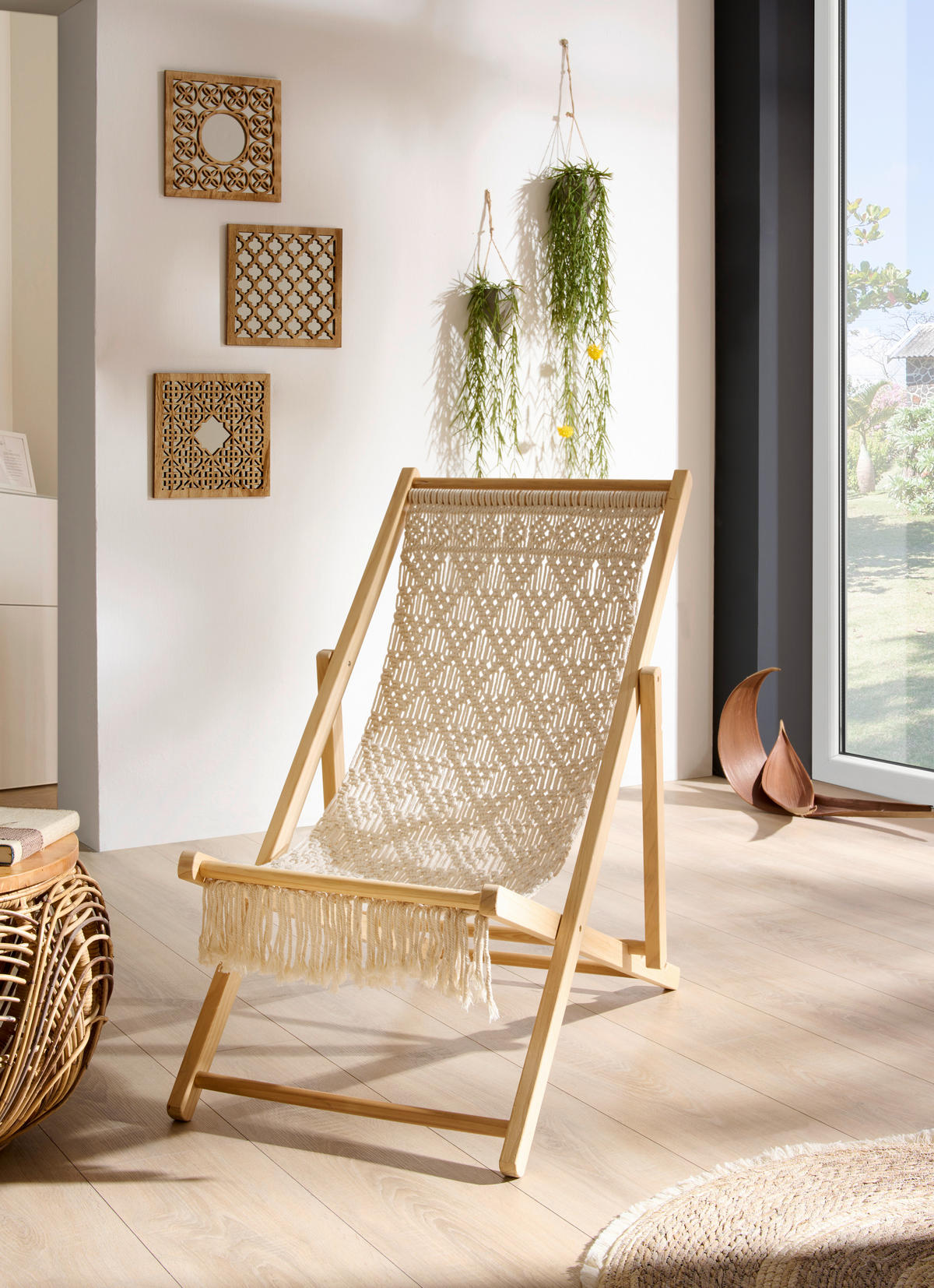 SCAUN DE PLAJĂ - bej/culoare natur, Natur, lemn (58,5/91/93cm) - Ambia Home