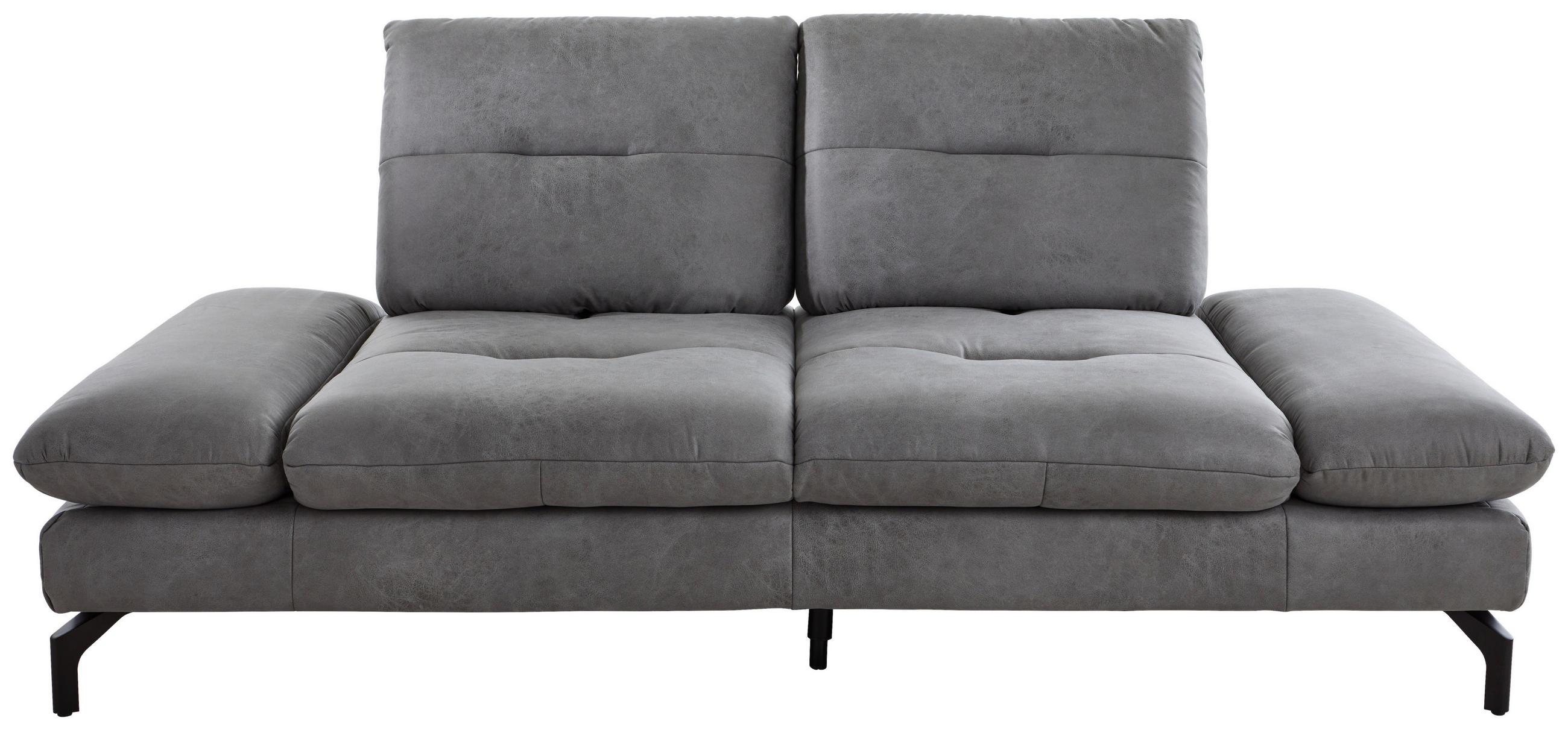 2-SITZER-SOFA Mikrofaser Grau  - Schwarz/Grau, KONVENTIONELL, Textil/Metall (206/90/105cm) - Carryhome