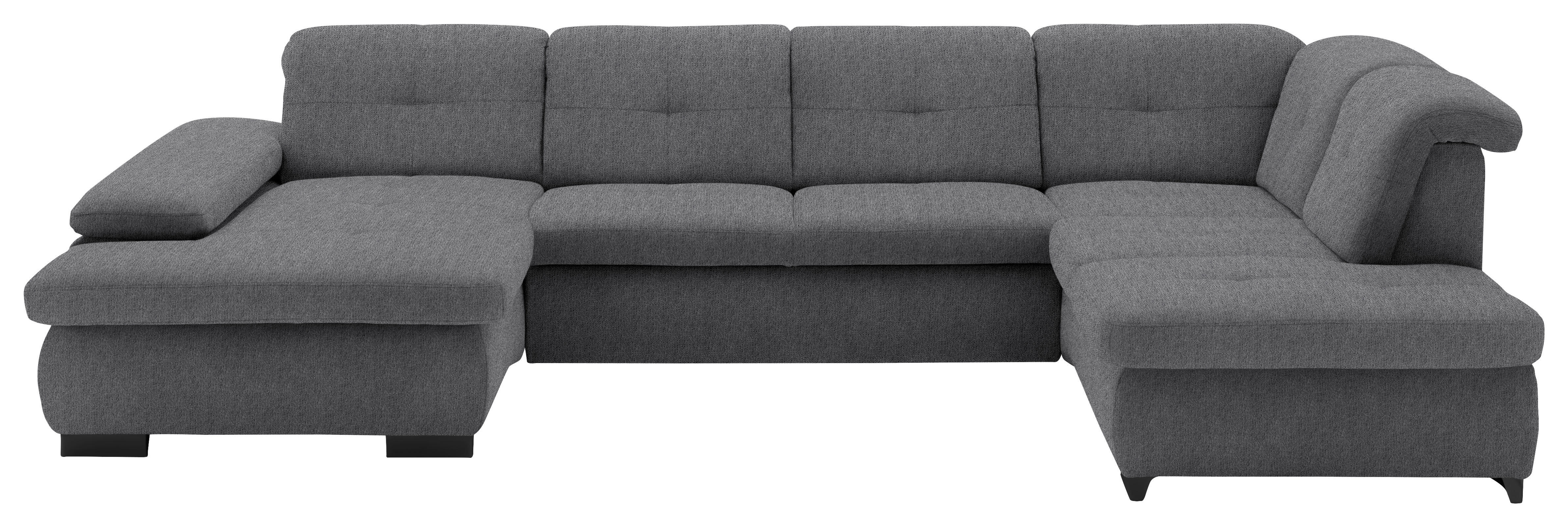 WOHNLANDSCHAFT Dunkelgrau Webstoff  - Dunkelgrau/Schwarz, Design, Textil/Metall (174/337/210cm) - Beldomo Style